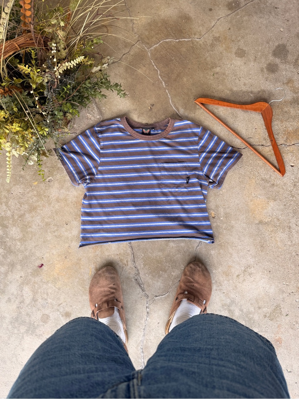 Kids Striped Short Sleeve Tee - Blue & Brown